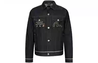 EVISU AW23 Deer Embroidered Denim Jacket Blue