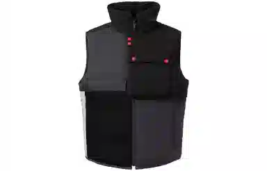 中国李宁 高领合身拉链羽绒马甲 男款 黑灰色