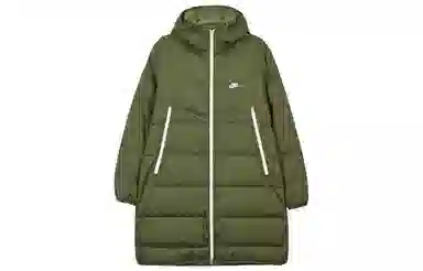 Nike Logo Mid-Length Down Jacket Military Green