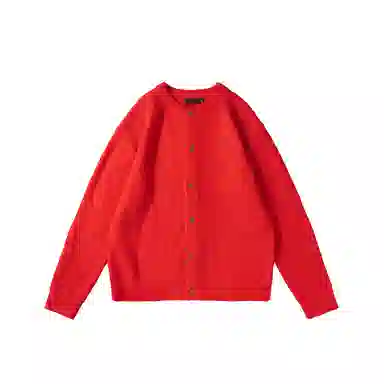 我是大卫 纯色慵懒风百搭开衫宽松套头长袖针织衫 男女同款 红色