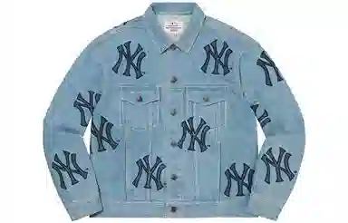 Supreme Week 2 x New York Yankees Denim Trucker Jacket Logo