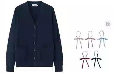 东鲸岁时记 慵懒风高级感宽松显瘦开衫外搭制服上衣针织衫 男女同款 灰野川 绀色