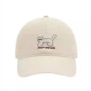 浪莎 日系可爱猫咪刺绣软顶春夏季户外出游休闲百搭学生大头围显脸小防晒遮阳 棉 鸭舌帽 男女同款情侣款