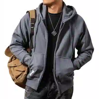 季言 重磅加绒加厚保暖拉链开衫奥粒绒卫衣 男款