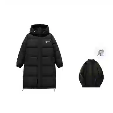 鸭鸭 字母纯色连帽拉链宽松长袖羽绒服 男款