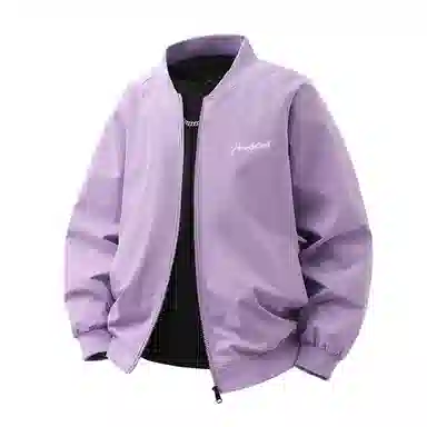 快鱼 美式复古简约个性花体字母印花设计感青少年纯色基础款宽松休闲时尚百搭飞行教练长袖外套夹克 男女同款