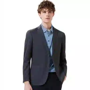 红豆 简约易打理商务休闲长袖西装 男款 灰蓝色