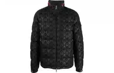 Moncler Letter Print Zip-Up Jacket Black