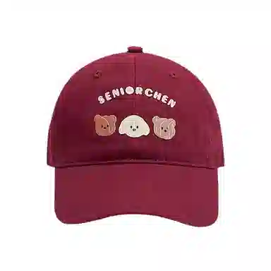 浪莎 日系可爱卡通小熊 轻薄透气户外出行防晒遮阳 时尚百搭大头围显脸小 棉 鸭舌帽 男女同款情侣款