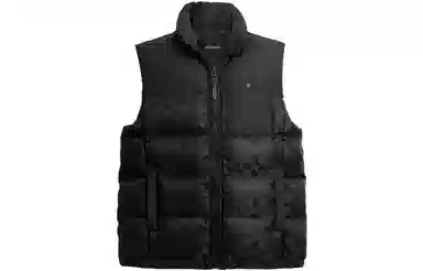 Coach Logo Print Colorblock Down Vest Black