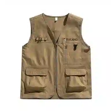 啄木鸟 户外工装机能风多口袋拉链休闲宽松速干无袖马甲 男女同款