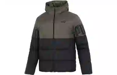 Puma Logo Patch Down Jacket Hoodie Black
