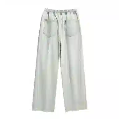 颂希尔 美式高街水洗复古阔腿宽松潮流百搭休闲裤潮牌牛仔裤 男女同款