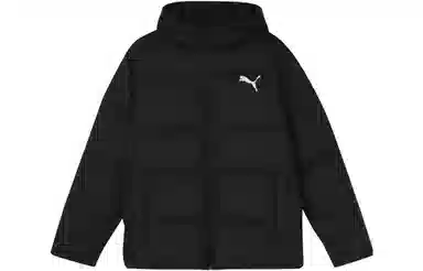 Puma Logo Hooded Down Jacket Black