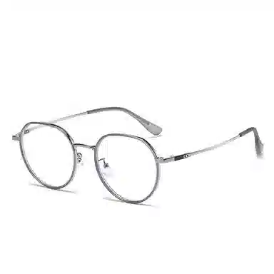 山一丸 金属宽边高级眼镜时尚防蓝光眼镜 可配度数平光镜 不锈钢 圆形 光学镜架 男女同款情侣款