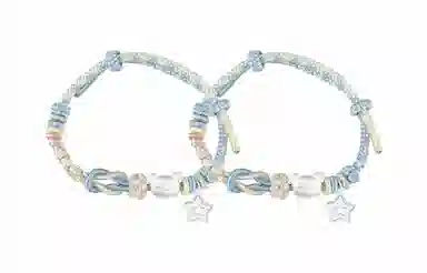 牧言 招财小猫 呆萌可爱简约小众设计高级感 立体清透圆润猫咪碎石编织绳可调节手饰 琉璃 手绳 女款