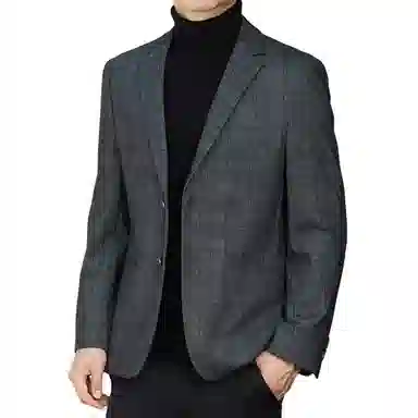 富铤 质感格纹防风挺括美式复古商务通勤单排扣西装 男款 灰色