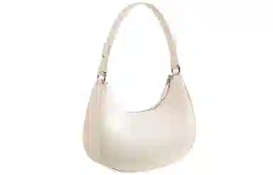 妙迪 高级感小众时尚简约百搭精致少女新月包月牙腋下包 小鹿压印牛皮 手提单肩斜挎包 常规 女款 奶昔白