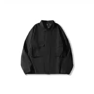 我是大卫 多口袋拉链纯色基础款开衫休闲教练夹克 男女同款 黑色