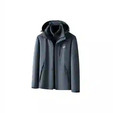 富铤 三合一 摇粒绒内胆纯色美式户外山系城市机能风保暖防风连帽拉链夹克外套 男款