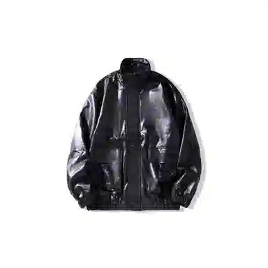 我是大卫 复古拉链立领亮面机车赛车元素宽松夹克外套 男女同款