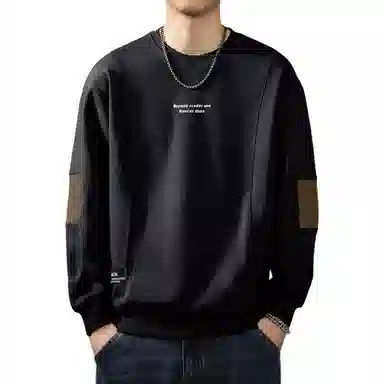 贵色 高端美式重磅拼接针织宽松卫衣 男款