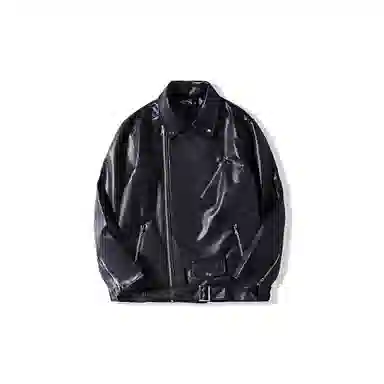 我是大卫 纯色基础款不规则翻领休闲宽松亮面夹克 男女同款 黑色