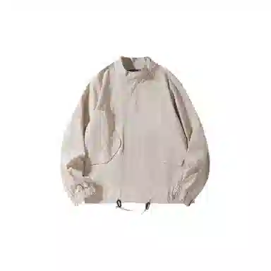 我是大卫 休闲多口袋拉链工装教练立领宽松夹克 男女同款 白灰色