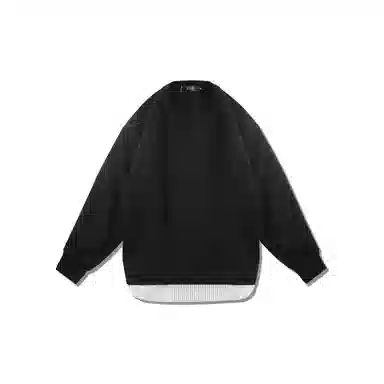 我是大卫 韩版时尚潮流圆领长袖宽松假两件套头卫衣 男女同款 黑色