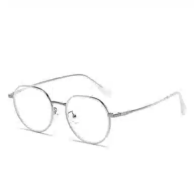 山一丸 金属宽边高级眼镜时尚防蓝光眼镜 可配度数平光镜 不锈钢 圆形 光学镜架 男女同款情侣款