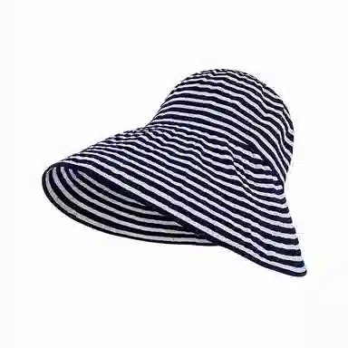 北极绒 日系夏季可折叠条纹防晒时尚百搭大头围显脸小户外出游必备 聚酯纤维 渔夫帽 男女同款情侣款
