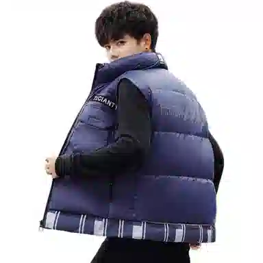 鸭鸭 宽松舒适立领无袖马甲 男款 藏青色