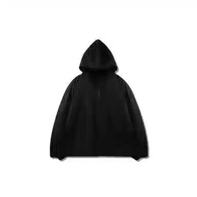 我是大卫 韩版气质夹克连帽开衫纯色潮牌高级时尚宽松休闲长袖卫衣 男女同款 黑色