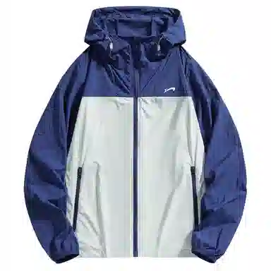 贵人鸟 透护轻逸系列 美式复古高街舒适时尚简约拼接撞色口袋拉链轻薄连帽 透气防紫外线防晒服 男女同款