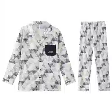 兰缪 舒适透气长袖长裤云朵棉薄款可外穿家居服睡衣套装 男款 图片色