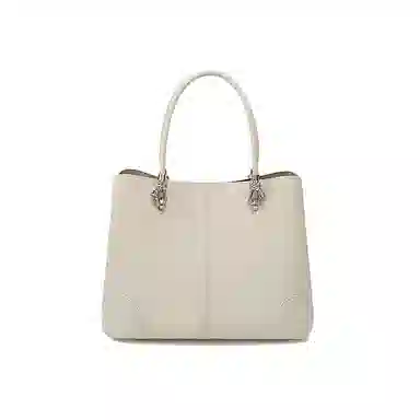 红蜻蜓 可爱挂件通勤百搭潮流时尚 牛皮 单肩手提包 男女同款情侣款 米白色