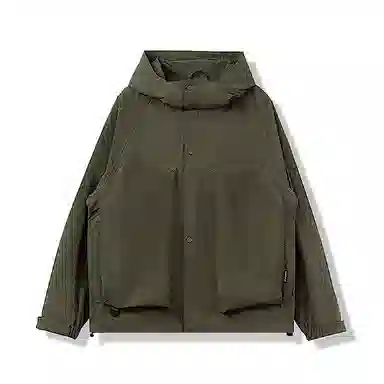 鸭鸭 美式潮牌高街纯色大口袋设计薄款凉爽百搭宽松休闲连帽夹克外套 男女同款