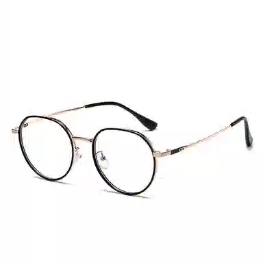 山一丸 金属宽边高级眼镜时尚防蓝光眼镜 可配度数平光镜 不锈钢 圆形 光学镜架 男女同款情侣款