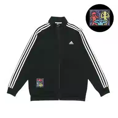 adidas Embroidered Striped Track Jacket Black