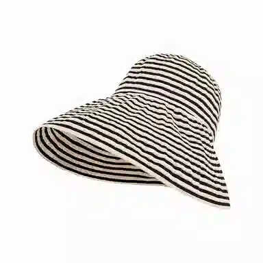 北极绒 日系夏季可折叠条纹防晒时尚百搭大头围显脸小户外出游必备 聚酯纤维 渔夫帽 男女同款情侣款