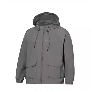 鸭鸭 美式高街纯色大口袋设计薄款凉爽宽松连帽抽绳夹克外套 男女同款