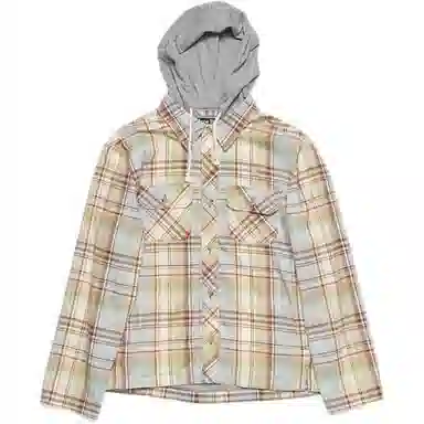 Acne Studios FW24 Face Plaid Hoodie Shirt Jacket Brown Green