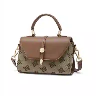 红蜻蜓 经典复古设计妈妈包老花满印时尚百搭包通勤 超细纤维合成革 手提包斜挎包 常规 女款 浅咖啡色