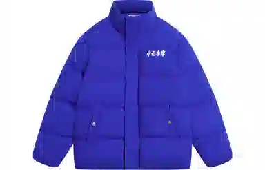 李宁 中国李宁系列 背面汉字印花宽松羽绒服 男女同款 蓝色