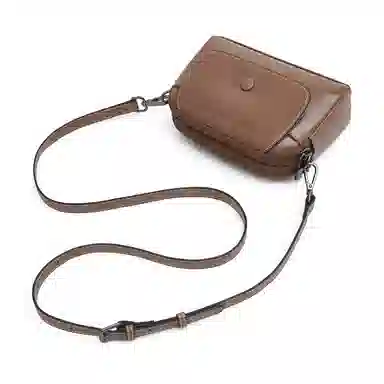 老人头 复古时尚休闲百搭小方包 头层牛皮 斜挎包 女款 棕色