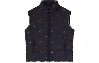 Moncler x Palm Angels FW23 Embroidered Nylon Vest Navy Red