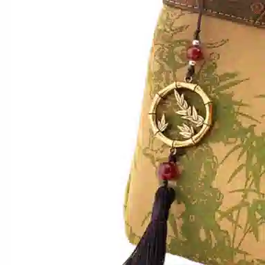 上海故事 新中式国风拼接设计 桑蚕丝香云纱 手提包 中号 女款 新黄绿/铁锈红