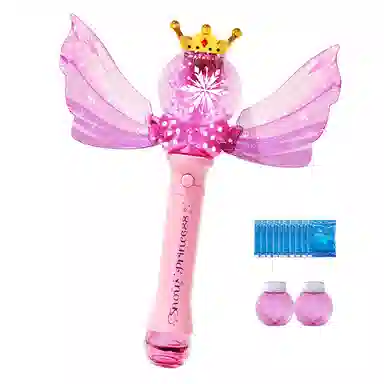 益米 公主仙女魔法棒  全自动手持出泡 渐变灯光音效 泡泡机