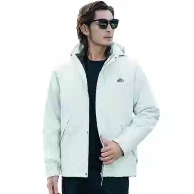富铤 三合一 羽绒内胆户外山系城市机能风纯色美式防风保暖连帽夹克外套 男款 白桦灰
