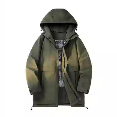 敦煌博物馆 简约纯色休闲防风中长款运动户外潮流百搭连帽防寒保暖羽绒服 男女同款